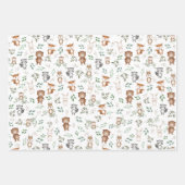 Feuille De Papier Cadeau Jolie verdure Forêt Bois Fête Bébé Animaux (Devant 3)