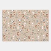 Feuille De Papier Cadeau Jolie verdure Forêt Bois Fête Bébé Animaux (Devant 2)