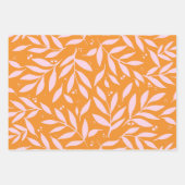 Feuille De Papier Cadeau Jolies branches - orange et rose (Devant 3)