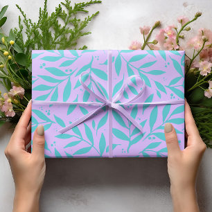 Feuille De Papier Cadeau Jolies branches - turquoise et violet ado