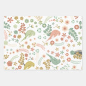 Feuille De Papier Cadeau Jolies Oiseaux & Fleurs (Devant)