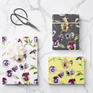 Feuille De Papier Cadeau Jolies panneaux aquarelle Motif Trio