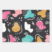 Feuille De Papier Cadeau Jolies rayures florales abstraites doodle (Devant 3)