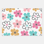 Feuille De Papier Cadeau Jolies rayures florales abstraites doodle (Devant)