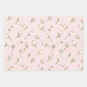 Feuille De Papier Cadeau Jolies Roses Fleurs Roses Blanches Mariage (Devant 3)