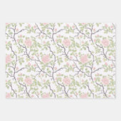 Feuille De Papier Cadeau Jolies Roses Fleurs Roses Blanches Mariage (Devant 2)