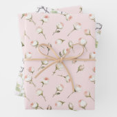 Feuille De Papier Cadeau Jolies Roses Fleurs Roses Blanches Mariage (En situation)