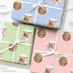 Feuille De Papier Cadeau Jolis cœurs Enfants Anniversaire Photo 3 Set Joli
