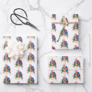 Feuille De Papier Cadeau Jolis perroquets Bonne fête des mères