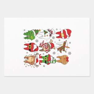 Feuille De Papier Cadeau Jolis personnages de dent de Noël dentaire de Noël