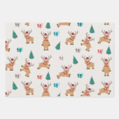 Feuille De Papier Cadeau Jolis rennes de Noël  (Devant 3)