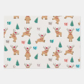 Feuille De Papier Cadeau Jolis rennes de Noël  (Devant 2)