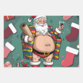 Feuille De Papier Cadeau Jolly Happy Père Noël (Devant 2)