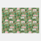 Feuille De Papier Cadeau Jolly Holiday Jumble Green (Devant)