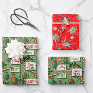 Feuille De Papier Cadeau Jolly Holiday Jumble Green