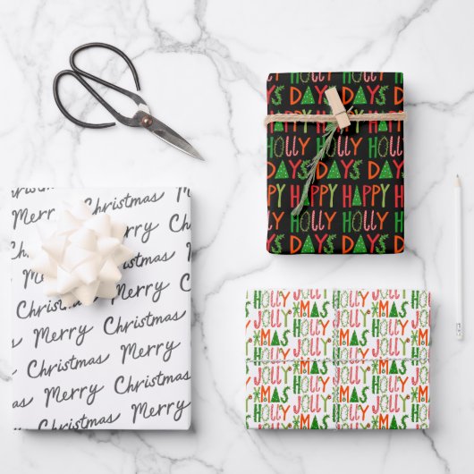 Feuille De Papier Cadeau Jolly Jolly Jolly Jolly Jolly Joyeux Noël (Recto)
