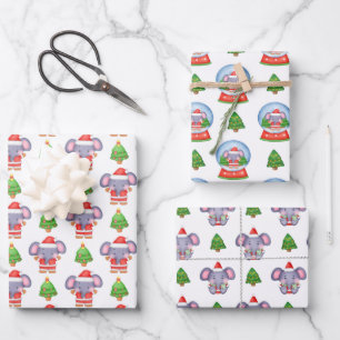 Feuille De Papier Cadeau Jolly Jumbos Elephant Thème Noël