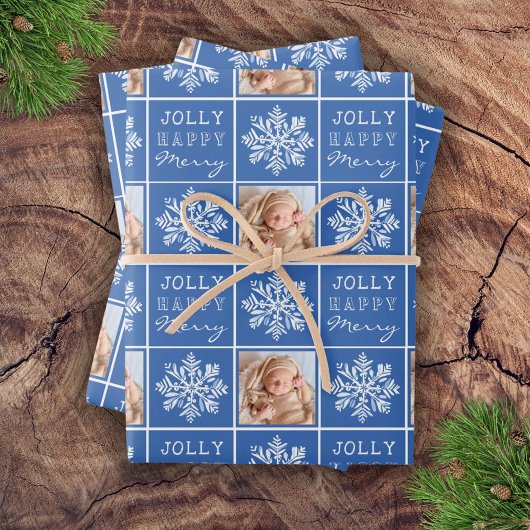 Feuille De Papier Cadeau Jolly Merry Snowflake Photo Noël