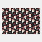 Feuille De Papier Cadeau Jolly Santa Claus et Bows Noël rouge et noir (Devant)