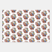 Feuille De Papier Cadeau Jolly Santa Claus Motif de Noël classique (Devant 3)