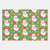 Feuille De Papier Cadeau Jolly Santa Claus sur Plaid (Devant 2)