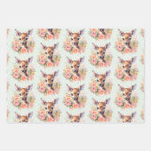 Feuille De Papier Cadeau Jote Cerf Entouré D'Un Motif Rose (Devant 2)