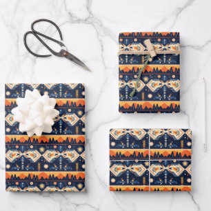 Feuille De Papier Cadeau Jote soirée carrelée sud-ouest Boho
