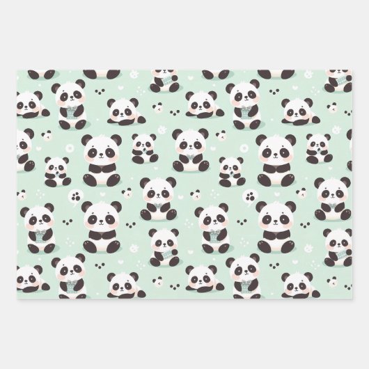 Feuille De Papier Cadeau Jouer Motif Panda (Devant)