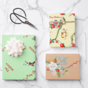 Feuille De Papier Cadeau Jouets de couronne d'arbre de Noël Famille Dons No