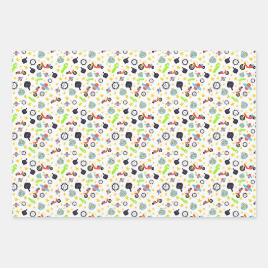 Feuille De Papier Cadeau Jouets, étoiles et rayures (Devant)