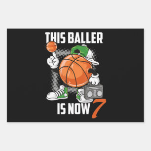 Feuille De Papier Cadeau Joueur de basket-ball du 7e anniversaire Funny 7 a