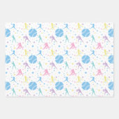 Feuille De Papier Cadeau Joueuses de softball étoiles (Devant 3)