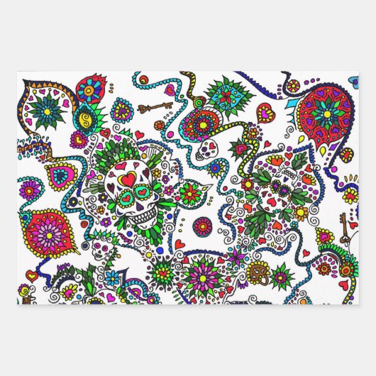 Feuille De Papier Cadeau Jour De L'Ensemble Cadeau Crâne Mort (Devant)