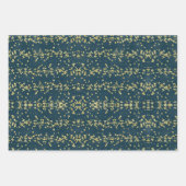 Feuille De Papier Cadeau Jour de Noël Elégant Bleu Or (Devant 2)