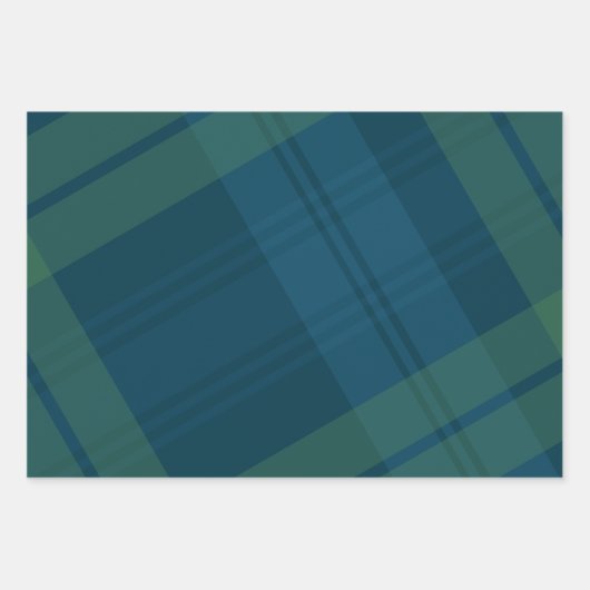 Feuille De Papier Cadeau Jour de vacances classique plaid marine vert Noël (Devant)