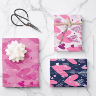 Feuille De Papier Cadeau Jour des Valentines Motif rose bleu rose