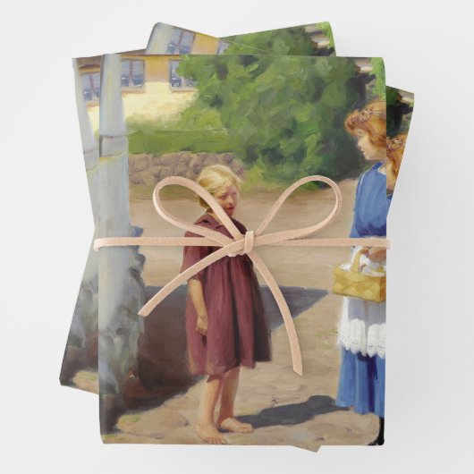 Feuille De Papier Cadeau Journée d'été au Danemark (par H.A. Brendekilde) (En situation)