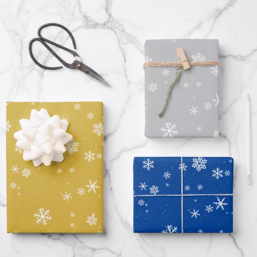 Feuille De Papier Cadeau Jours fériés de Noël Golden Blue (Recto)