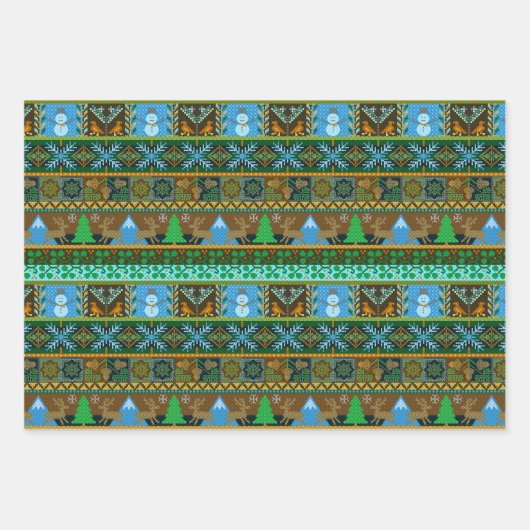 Feuille De Papier Cadeau Jours fériés de Noël Reindee Motif de Sweater (Devant 2)