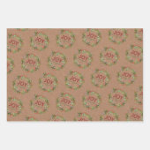 Feuille De Papier Cadeau Joy - Christmas Wreath Nom de famille (Devant)