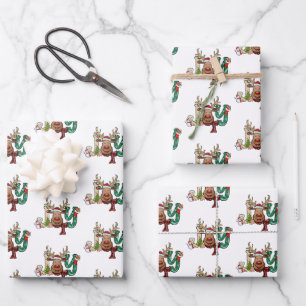 Feuille De Papier Cadeau Joy Reindeer Fun Christmas Holiday