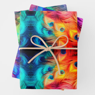 Feuille De Papier Cadeau Joyau en plumes brillantes Ton