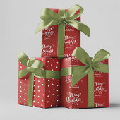 Feuille De Papier Cadeau Joyeuse calligraphie de Noël Rouge et blanc