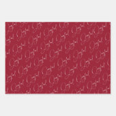 Feuille De Papier Cadeau Joyeuse couronne rouge moderne de Noël (Devant)