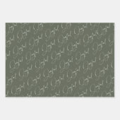 Feuille De Papier Cadeau Joyeuse couronne verte de Noël moderne (Devant)