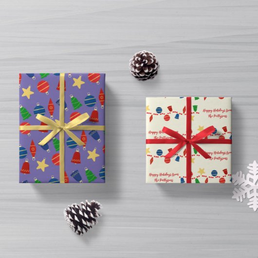 Feuille De Papier Cadeau Joyeuse décoration de Noël rétro sur mesure