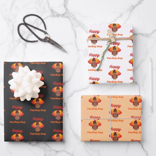 Feuille De Papier Cadeau Joyeuse fête de la dinde (Recto)