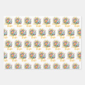 Feuille De Papier Cadeau Joyeuse fleur de printemps de Pâques avec lapin mi (Devant 2)