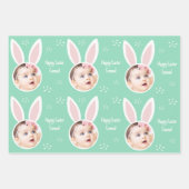 Feuille De Papier Cadeau Joyeuse photo Pâques enfant avec Bunny Ears Pastel (Devant 3)