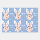 Feuille De Papier Cadeau Joyeuse photo Pâques enfant avec Bunny Ears Pastel (Devant 2)